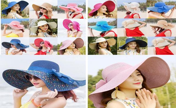 

foldable lady beach straw hats sun hat ladies wide brim straw hats outdoor foldable beach panama hats church hat db5056486476, Blue;gray