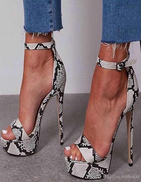 

plus size 35 to 42 animal printed ultra high heels 14cm party dance shoes luxury designer heels women shoes4353723, Black