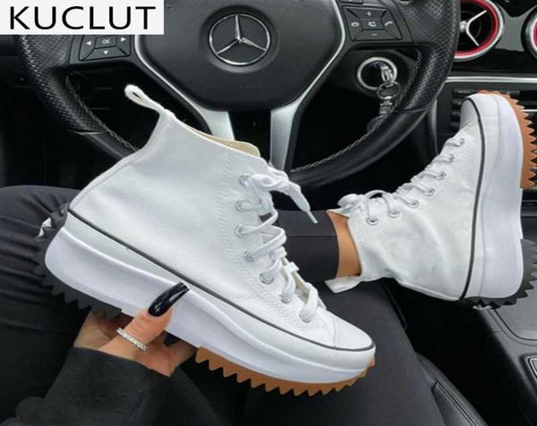 

2021 high platform sneakers outdoor comfortable laceup shoes for woman autumn fashion casual canva vulcanize y09079683754, Black