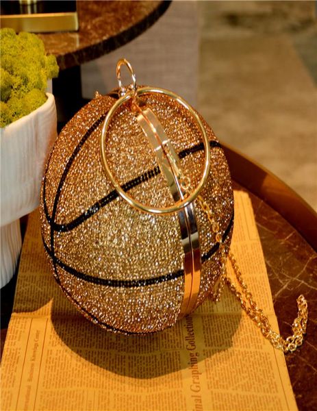 

dgrain sparking round ball gold clutch purses for women basketball evening bags rhinestone handbags ladies party dinner bag5502724