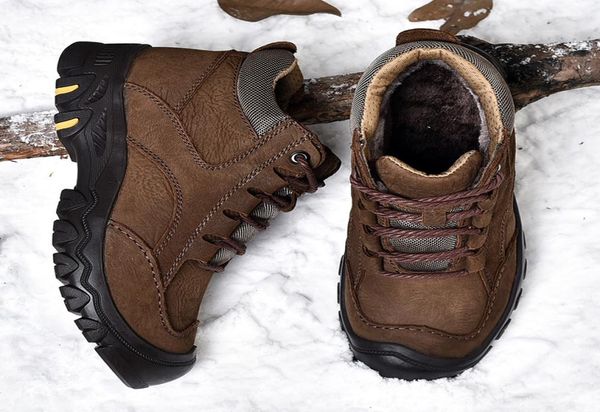 

outdoor men039s shoes genuine leather hiking shoes men handmade nonslip warm winter boots for men winter snow boo2540804, Black