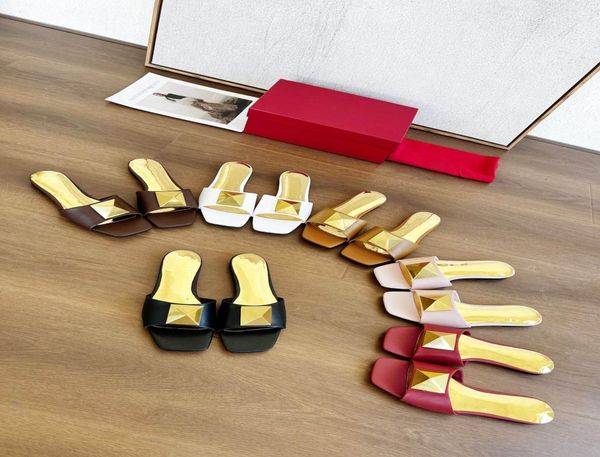 

women sandals slippers one stud flat thong calfskin outdoors casual slipper summer designer luxury fashion ladies beach flat flip 8026131, Black