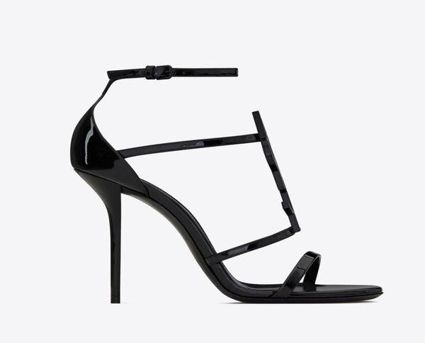 

5a quality summer women sandals brand shoes cassandra black patent leathers sandal opentoe with thin heels ankle strap lady s9342362