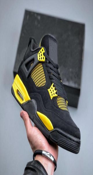 

authentic quality 4 thunder shoes men 4s black tour yellow basketball shoes mens outdoor sports sneakers with original box dh69272643278