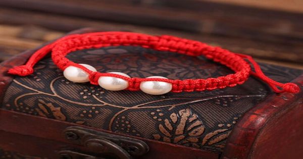 

20pcslot lucky kabbalah red string pearl charms hamsa bracelets women handmade fatima friendship jewelry1030226, Golden;silver