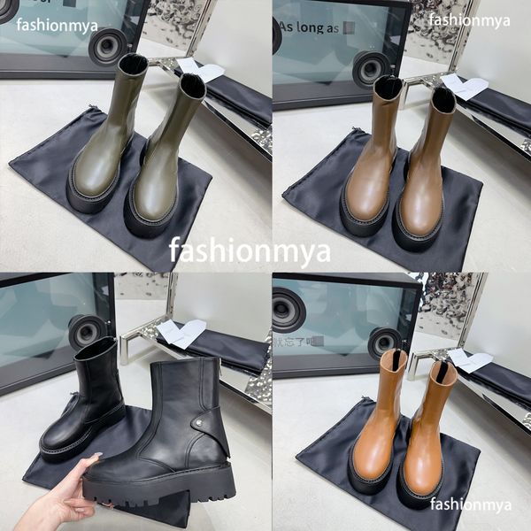 

designer boot bulky boots women triomphe nylon suede calfskin boots fashion autumn winter leather platform desert knight boots, Black