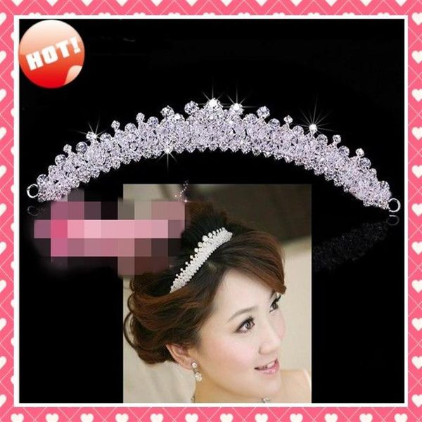 

stock 2020 shiny rhinestone modern designer crystals new tiara hairpiece crowns wedding bridal tiaras tiara crowns c2351, Silver