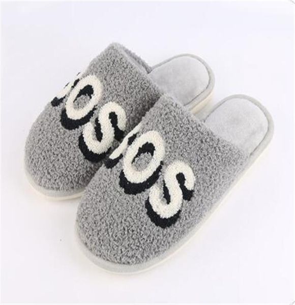 

men039s winter letter cotton slippers casual gray plush home shoes slides male furry flip flops house warm shoesslippers6046719, Black