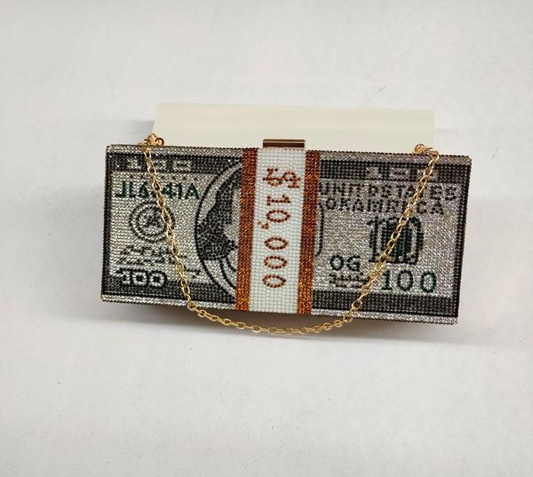 

fashion style brilliant shiny dollar evening bag 7 colors handbag with chain cash bag rhinestone dinner case banquet case evening 7234640