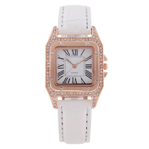 

square diamond roman digital quartz watch for women girl, Slivery;brown