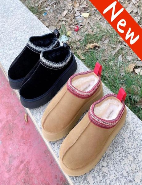 

2022 australia tazz suede shearling slippers mule platform booties women sandal chestnut black winter ankle womens designer snow b8960401