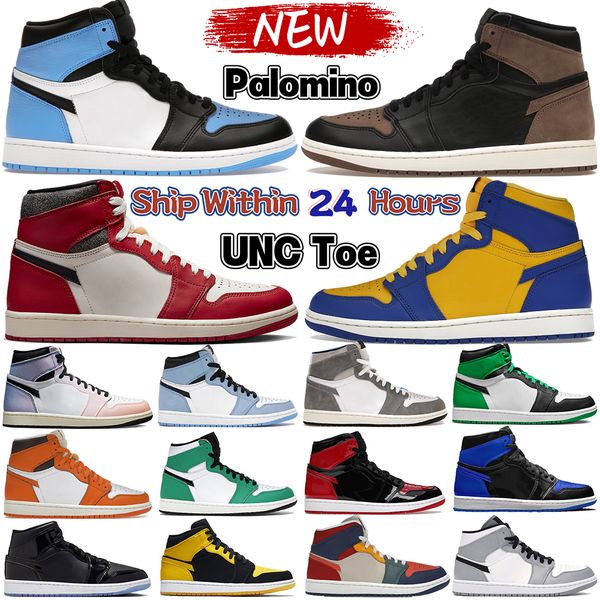 

new 1 jumpman palomino 1s mens basketball shoes unc toe reverse laney washed pink black se space jam ice true university blue dark mocha wom
