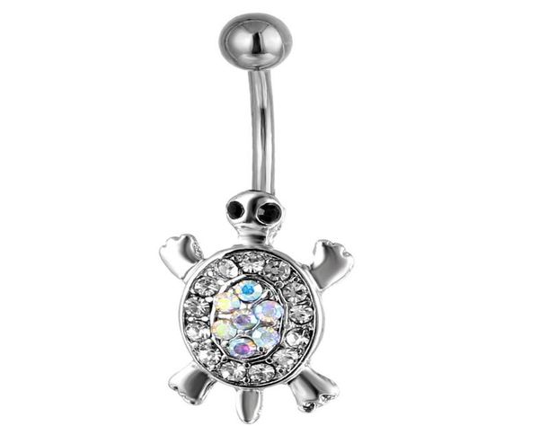 

d0932 tortoise clear ab belly navel stud01234567896233710, Silver