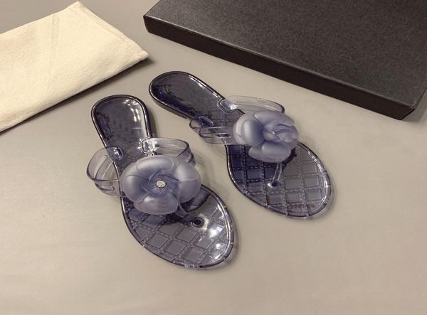 

2021 luxury designer women flower flip flops slippers summer beach mujer fashion casual sandals with box size 351720580, Black
