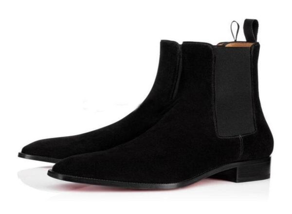 

paris brand shoes redbottoms mens boot roadie flat for men ankle boots design comfortable suede genuine leather perfect party dres5935156, Black