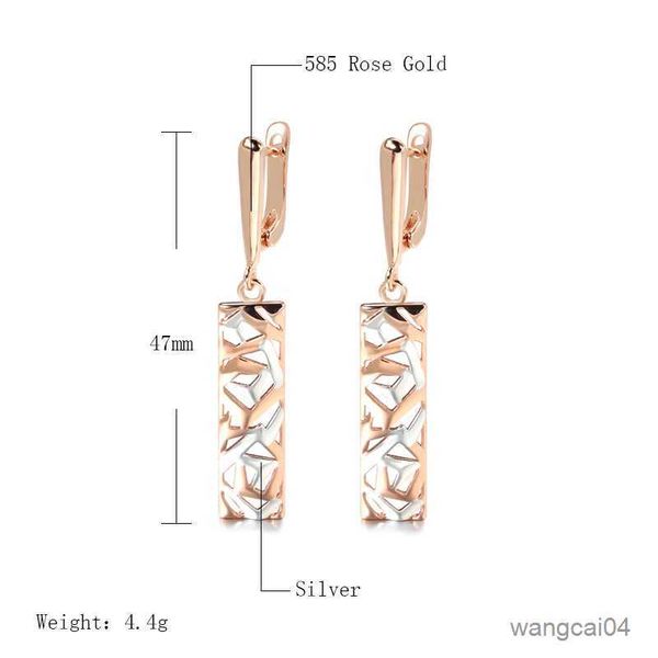 

charm new fashion square wide earrings for women rose gold silver color mix long earrings ethnic retro jewelry r230904, Golden
