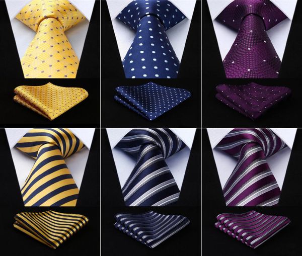 

men tie necktie pocket square classic party wedding fashion striped dot 34quotsilk woven wedding handkerchief set5297430, Blue;purple