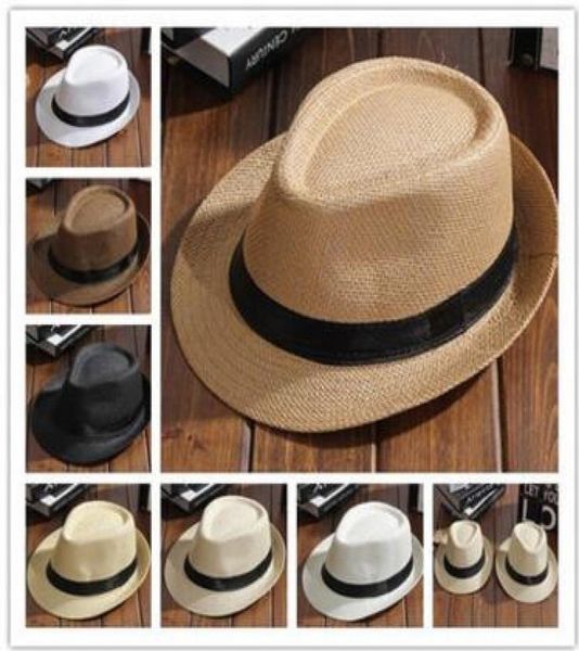 

fashion men women straw hats soft fedora panama hats outdoor stingy brim caps 8 colors choose 20 pcs9063408, Blue;gray