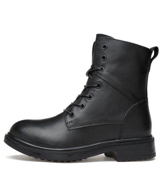 

size 3550 full grain leather man boots cow leather men snow boots lasting warm army shoes man combat shoes zy6511501144, Black