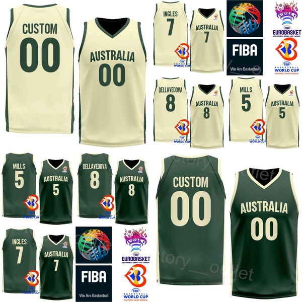 

print 2023 world cup 7 joe ingles jersey basketball australia 11 dante exum 5 patty mills 3 josh giddey 15 nick kay 12 xavier cooks 6 josh g, Black