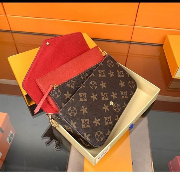 

3pcs set luxury designer women bags handbag woman the tote clutch shoulder messenger cross body three in one flower purse crossbod4455581, Red;black