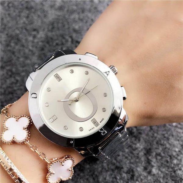 

fashion women girls crystal steel metal band quartz wrist watch p37282y, Slivery;brown