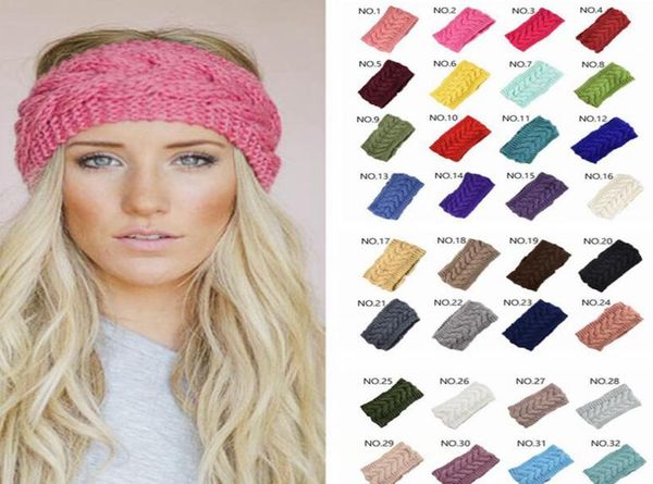 

32colors knit hair band fashion crochet headband winter warm wool crochet hairband girls headwrap scarf turban bandanas gga36137357899, Blue;gray