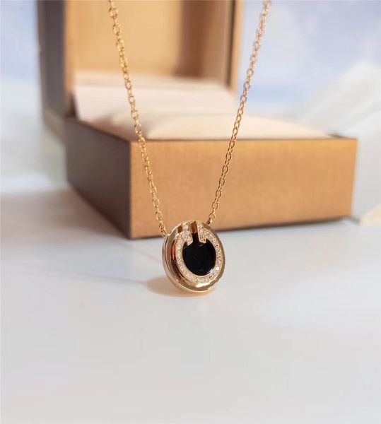 

luxury designer t luxury necklace sterling silver 18k gold natural stone round couple necklace with gift box7646569