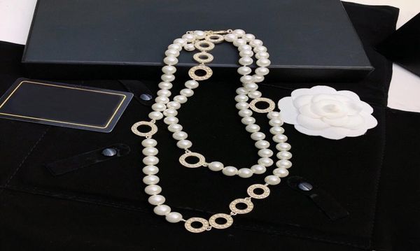 

fashion pearl beaded necklace sweater chain beaded necklaces with wedding gift with box8890079, Silver