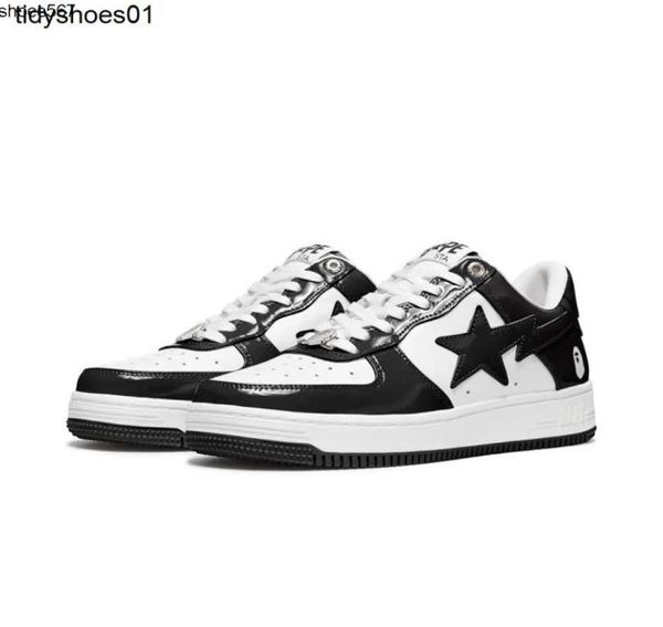 

bapess sta black and white green orange blue pink purple patent leather casual board shoes vibe street color contrast low snea3859286