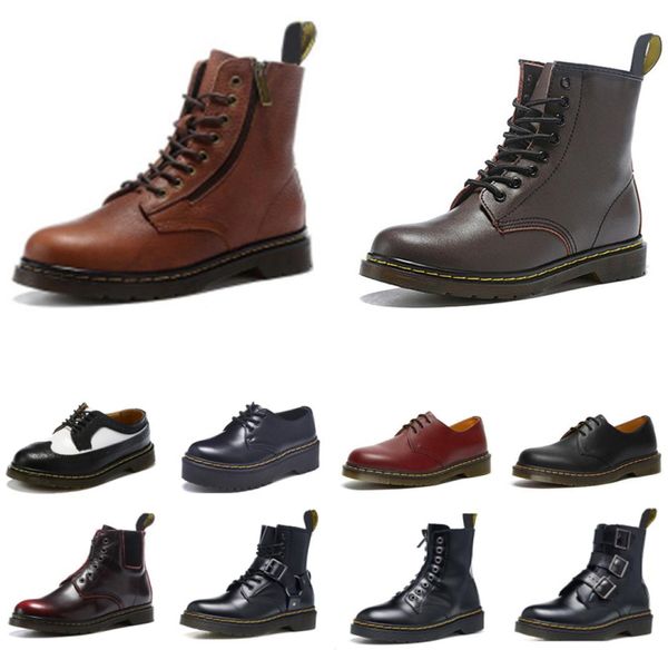 

2021 men women snow winter boots fashion smooth leather oxford ankle half navy blue red bordeaux green booties triple black white 5918407