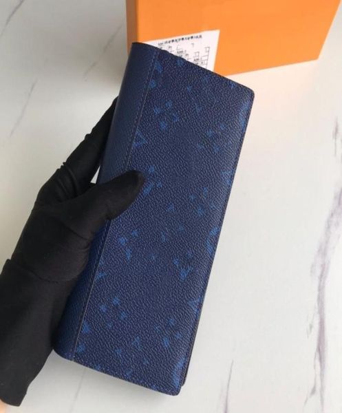

luxury brand leather mens wallets classic blue flower letter suit clip coin purses famous designer builtin card slots clutch bags9640196, Red;black