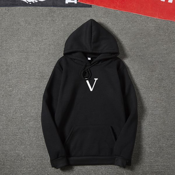 

men's hoodie designer clothing hoodys couples sweatshirts velvet sweater v pullovers women hoodie winter oversized jumpers street cloth, Black