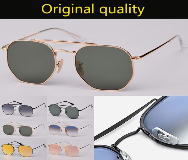 

square frame sunglasses men women real glass lenses fashion male sun glasses with leather case and all retailing packa7593062, White;black