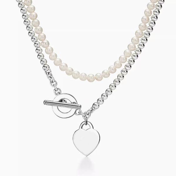 

designer love necklace pendant women luxury pearl necklaces wedding jewelry accessories, Silver