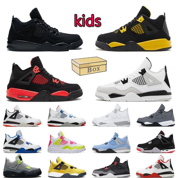 

og original designer j4s kids shoes 4s jumpman 4 baskteball kid platform trainers black cat bred fire red yellow thunder university pink mil