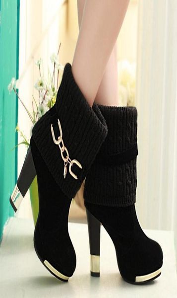 

2018 autumn and winter fashion ladies and ladies fashion boots scrub fine with fishhead tube short boots2148677, Black