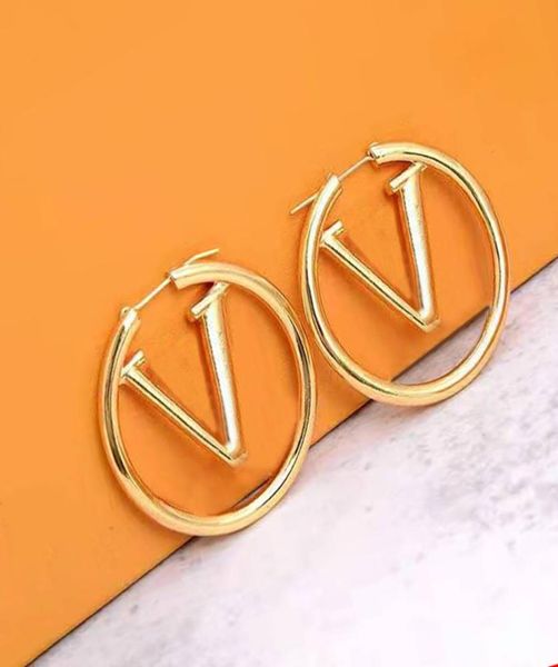 

luxury designer stud letter exaggerated ring hoop earrings 925 silver needle have stamp gift with box yamalang22172027, Golden;silver