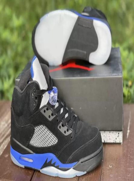 

with original box 5 racer blue mens basketball shoes suede 5s black reflective silver sports trainers 3m reflective sneakers 9397852