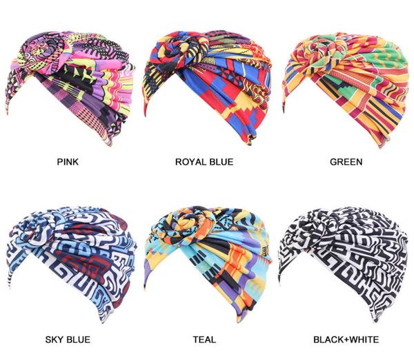 

women hair cap african pattern flower turban muslim headscarf headwrap for ladies bandanas hair styling accessories7121302, Blue;gray