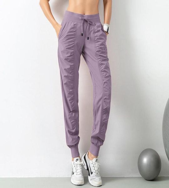 

yoga outfit 2021 fabric drawstring running sport joggers women quick dry athletic gym fitness sweatpants two side pockets exercise1731642