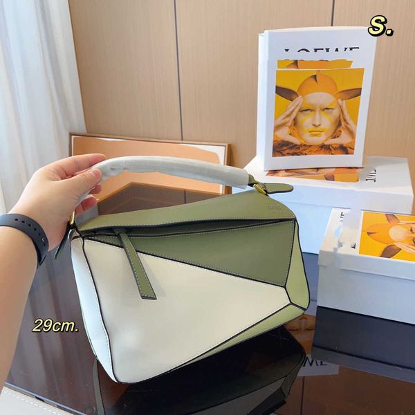 

bag loeweess luo colored geometric bag embroidered wide shoulder strap spliced diamond checker large capacity crossbody famous