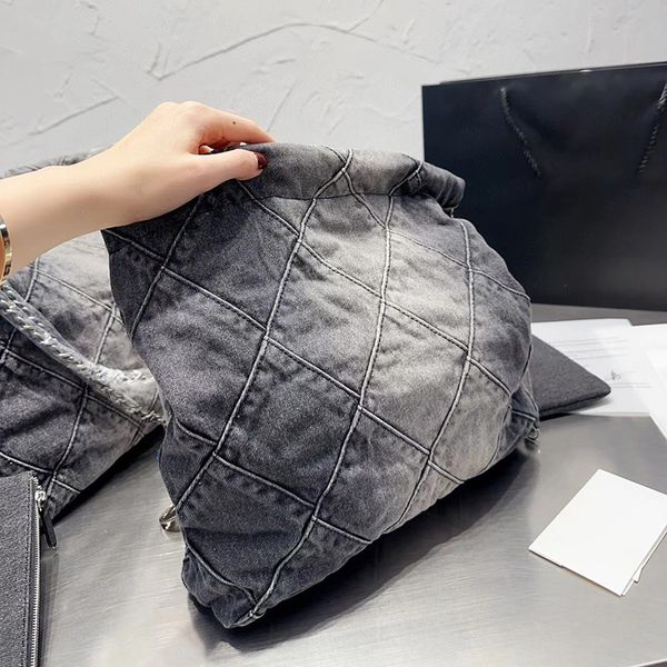 

denim bag channel 22 tote designer grand shopping bag travel woman sling body bag most expensive handbag with silver chain gabrielle quilted