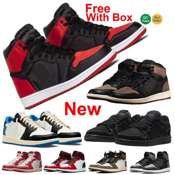 

new satin bred 1s palomion basketball shoes 2024 low black phantom high og heirloom yellow toe zen master bred toe panda with box men women