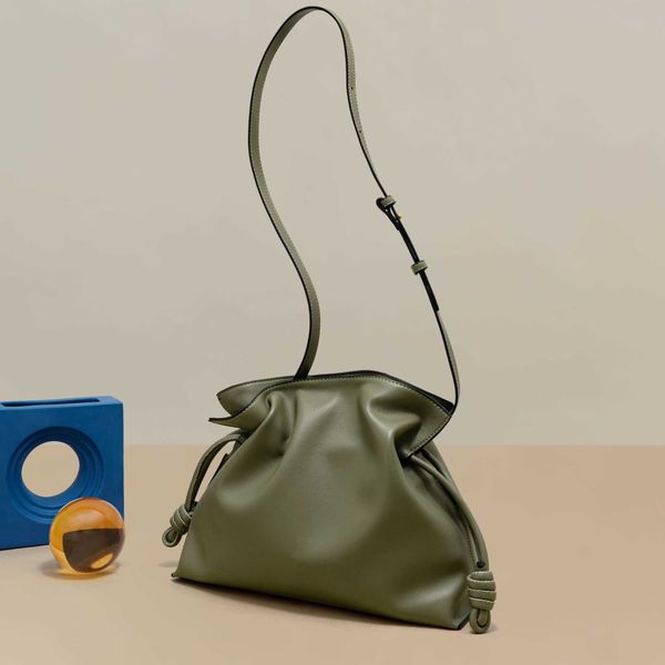 

bag loeweess fashionable and minimalist leather women's bag drawstring versatile one shoulder crossbody bucket handbag pleated famous