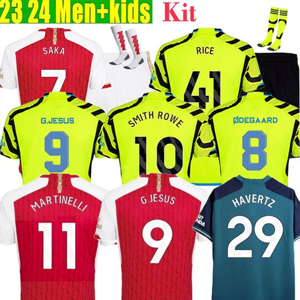 

23 24 premium quality football shirt men kids kit g.jesus soccer jerseys rice saka fans player j.timber martinelli tierney odegaard sambi fa, Black;yellow