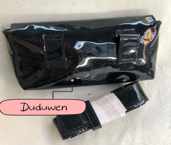 

20x10x4cm fashion c quilted bag with belt black glossy waist bag classic makeup comsetics storage bag collection boutique5459326