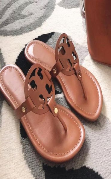 

designer brand women slippers summer ladies hollowed out sandals real leather pattern flats flip flops loafer fashion tories slide1954955, Black