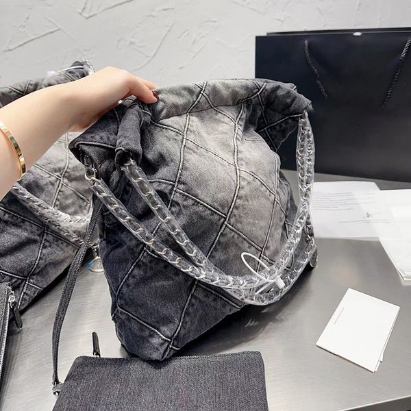 

cc 22 blue denim grand shopping bags tote travel designer woman sling body bag most expensive handbag with silver chain gabrielle quilted 41