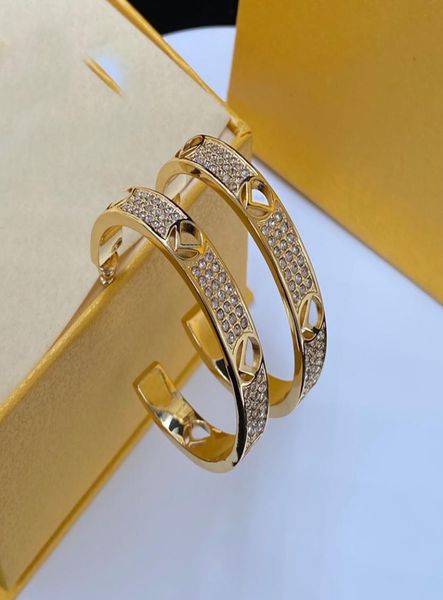 

hoop earrings designer jewelry silver earring for women fashion diamond letters gold earring f stud hoops with box 22042702r7974121, Golden;silver